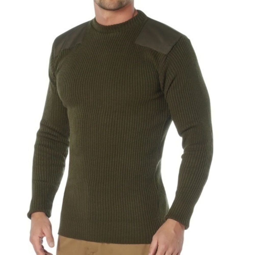 Commando Mens Sweater GI Type Acrylic Sweaters Shoulder & Elbow Patch medium